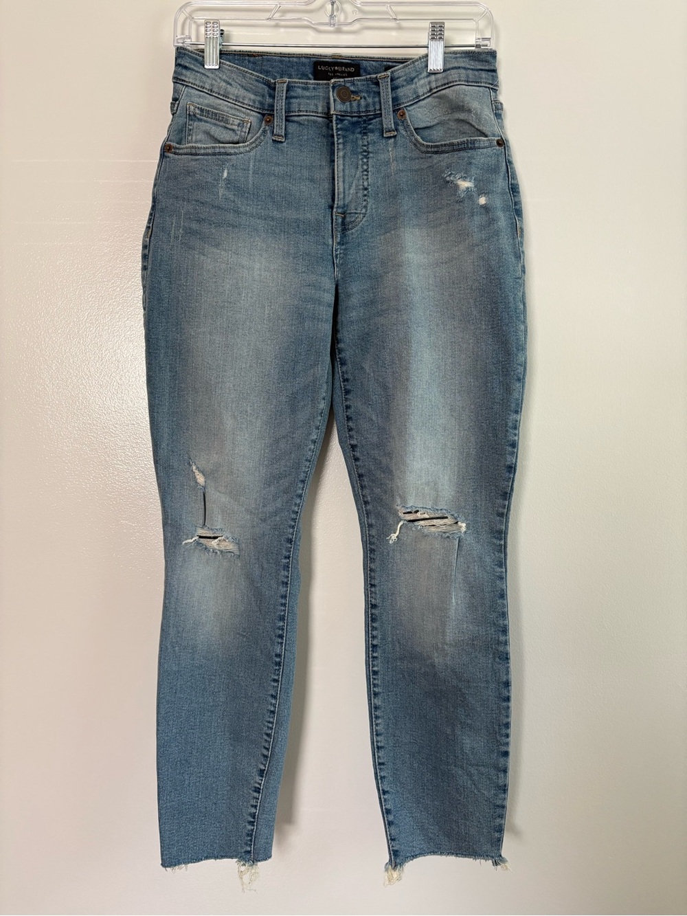Lucky Brand Ava Mid Rise Skinny Ankle Light Wash Distressed Jeans Size 28-6